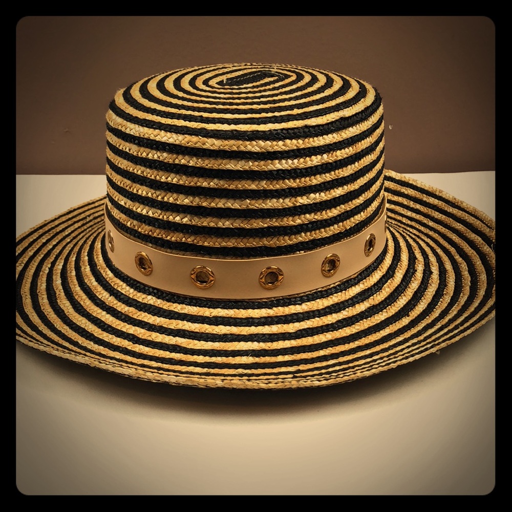 Stripped straw summer hat